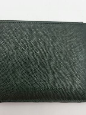 BURBERRY Bifold Wallet Nova Check Dark Green Taiga Leather...Authentic...